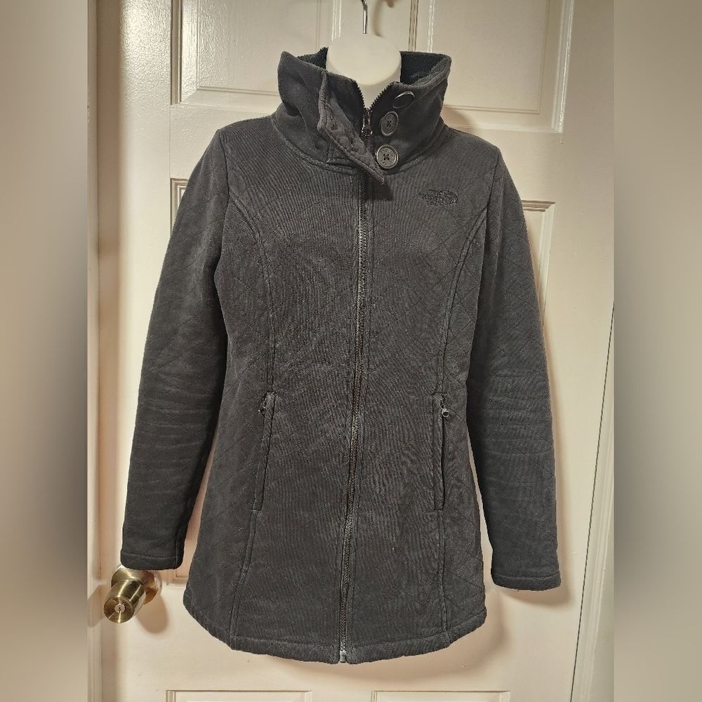 The north face women’s caroluna jacket quilted fleece lined black  size …